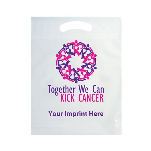 Custom Printed Breast Cancer Awareness Stock Design Die Cut LDPE Bag • Together-Customized (12"x15"x3")-Flexo Ink - 12DC1215P-FI